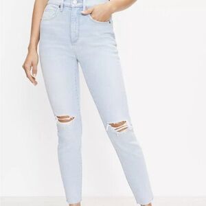 LOFT Curvy Destructed High waist Skinny Ankle Jeans size 0 25